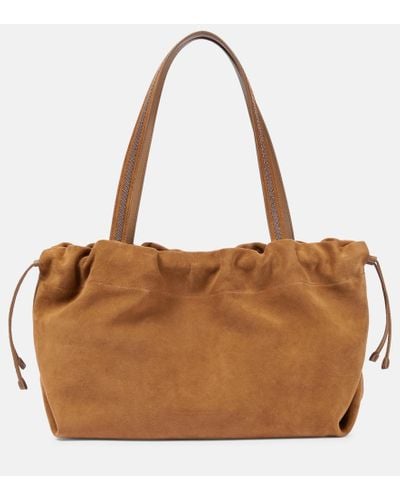 Brunello Cucinelli Leather-trimmed Suede Tote Bag - Brown