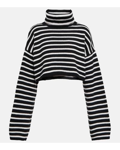 Frankie Shop Athina Turtleneck Cropped Wool-blend Sweater - Black