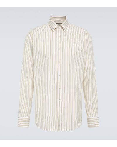 Canali Striped Cotton Shirt - White