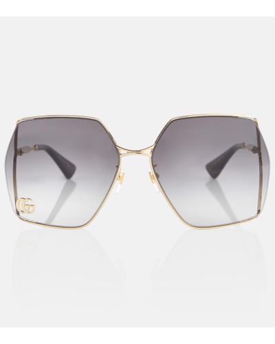 Gucci Eckige Oversize-Sonnenbrille - Grau