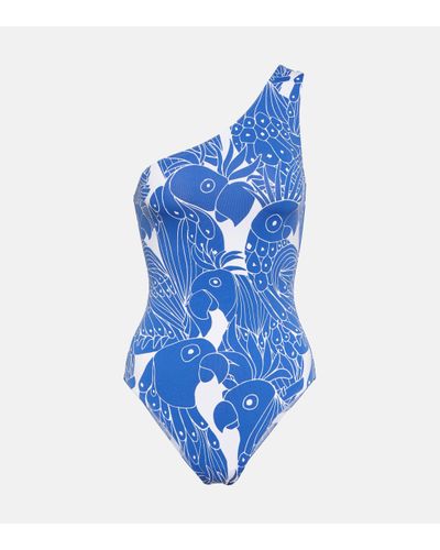 Eres Manolo Printed One-shoulder Swimsuit - Blue