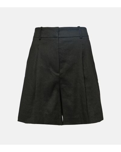 Veronica Beard Noemi High-rise Linen-blend Shorts - Black