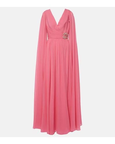 Elie Saab Verzierte Robe aus Seidenchiffon - Pink