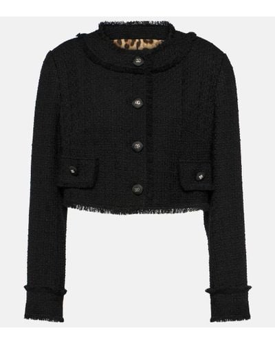 Dolce & Gabbana Giacca cropped in tweed di misto lana - Nero