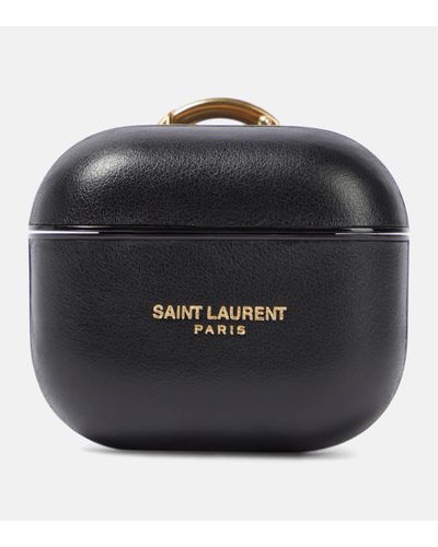 Saint Laurent Etui pour AirPods Pro en cuir - Noir