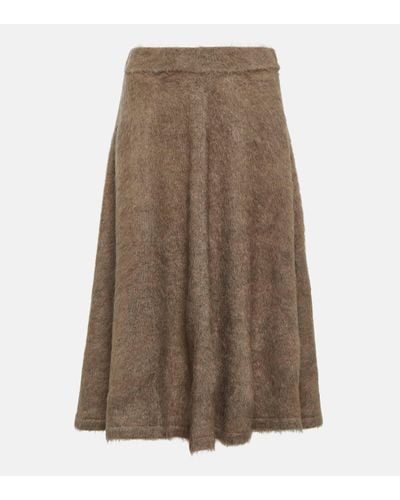 Brunello Cucinelli Wool-blend Midi Skirt - Brown