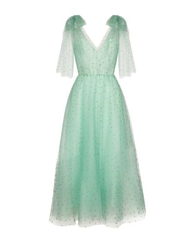 Monique Lhuillier Embellished Tulle Midi Dress - Green