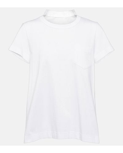 Sacai Pleated Cotton Jersey T-shirt - White