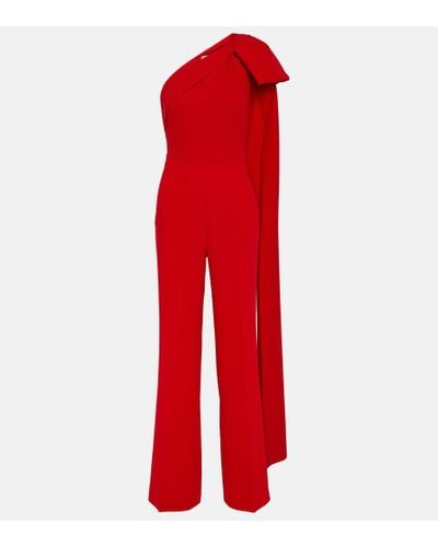 Roland Mouret Bow-detail Asymmetric Cady Jumpsuit - Red