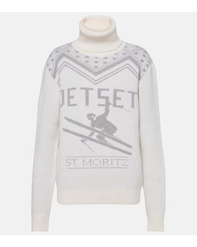 Jet Set Wool Intarsia Turtleneck Sweater - Gray