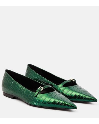 Victoria Beckham Ballerinas aus Metallic-Leder - Grün