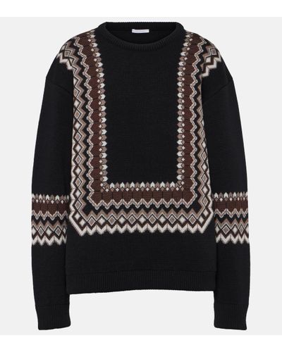 Chloé Pull en jacquard de laine melangee - Noir