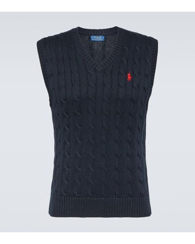 Polo Ralph Lauren Cable-knit Cotton Jumper Vest - Blue