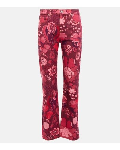 Etro Bedruckte High-Rise Straight Jeans - Rot