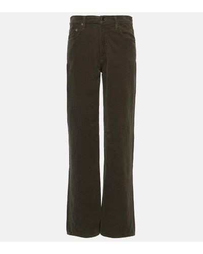 Agolde Harper Mid-rise Corduroy Straight Jeans - Gray