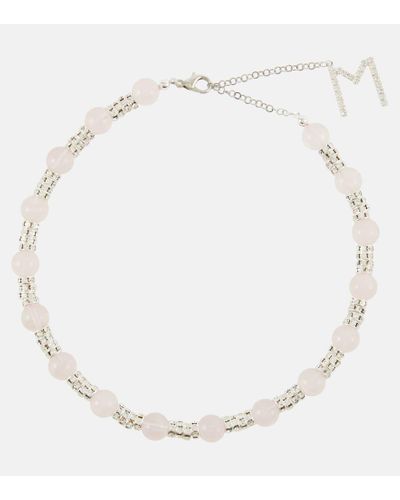 Magda Butrym Collana con quarzo rosa e perle bijoux - Neutro