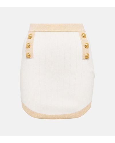 Balmain Minifalda de punto acanalado - Blanco