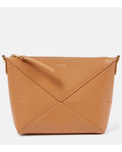 Loewe Puzzle Fold Leather Clutch - Brown