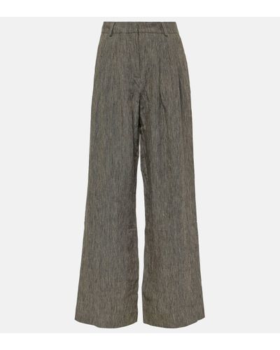 TOVE Amadine High-rise Linen Wide-leg Trousers - Grey
