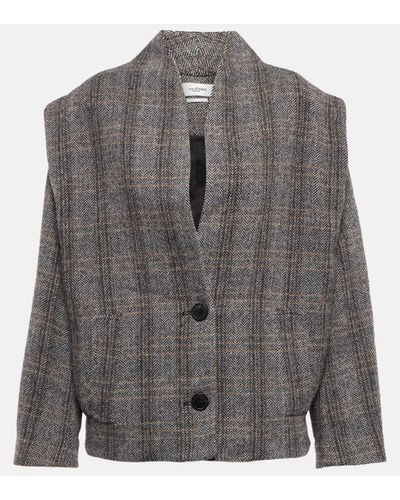 Isabel Marant Drogo Checked Wool Jacket - Gray
