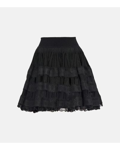 Alaïa Minifalda Crinoline plisada - Negro