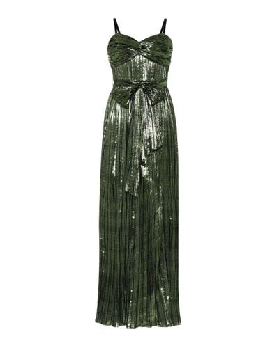Jonathan Simkhai Metallic Plissé Gown - Green