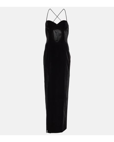 Alessandra Rich Cutout Velvet Gown - Black