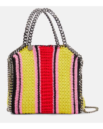 Stella McCartney Falabella Mini Striped Crochet Shoulder Bag - Red