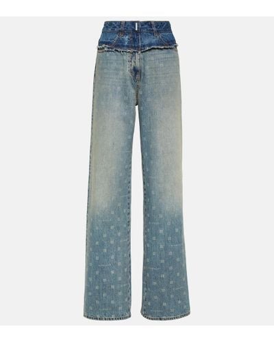 Givenchy High-Rise Wide-Leg Jeans 4G - Blau
