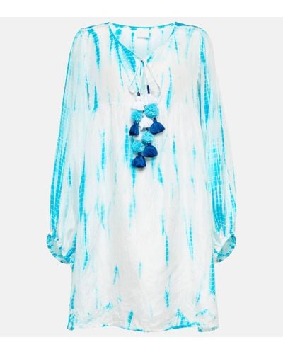 Anna Kosturova Robe tie & dye en soie - Bleu