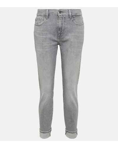 7 For All Mankind Mid-Rise Slim Jeans - Grau