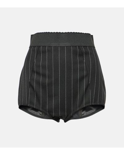 Dolce & Gabbana Shorts de mezcla de lana con raya diplomatica - Negro
