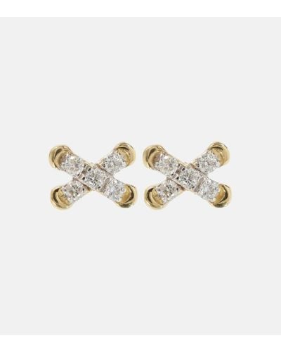 STONE AND STRAND Ohrringe Diamond Cross Stitch aus 14kt Gelbgold mit Diamanten - Mettallic