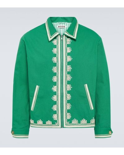 Bode Ripple Embroidered Cotton Jacket - Green