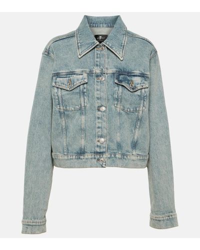 7 For All Mankind Cropped-Jeansjacke Nellie - Blau