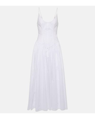 STAUD Dena Cotton Poplin Maxi Dress - White