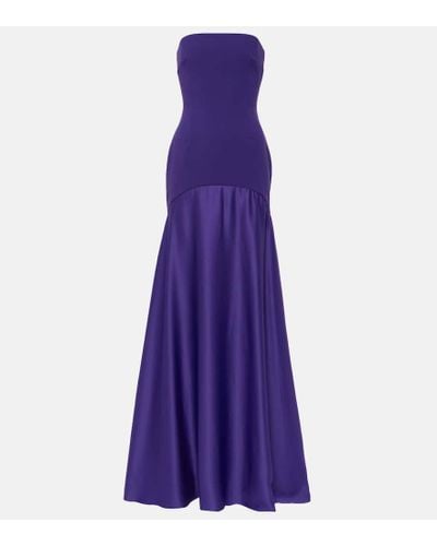 Solace London Alessandra Off-shoulder Satin Gown - Purple