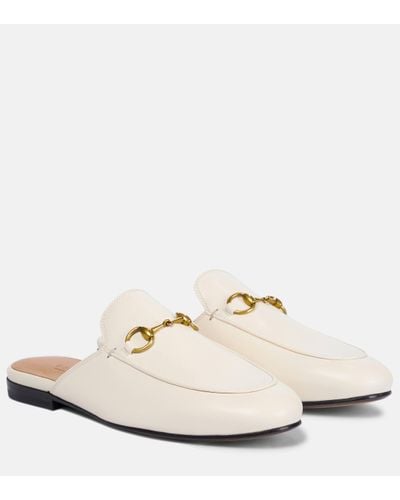 Gucci Mocassins ouverts en cuir Princetown - Blanc