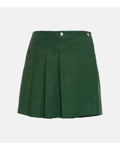 Plan C Minifalda en mezcla de lana plisada - Verde