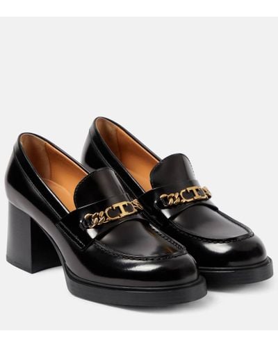 Tod's Leather Loafer Pumps - Black