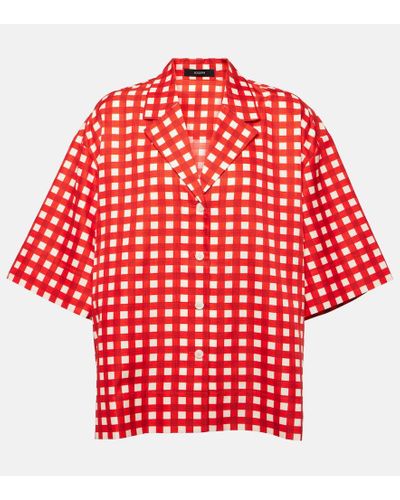 JOSEPH Leopold Gingham Silk And Cotton Shirt - Red