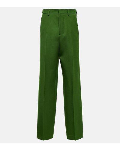 Ami Paris Wide-leg Virgin Wool Pants - Green