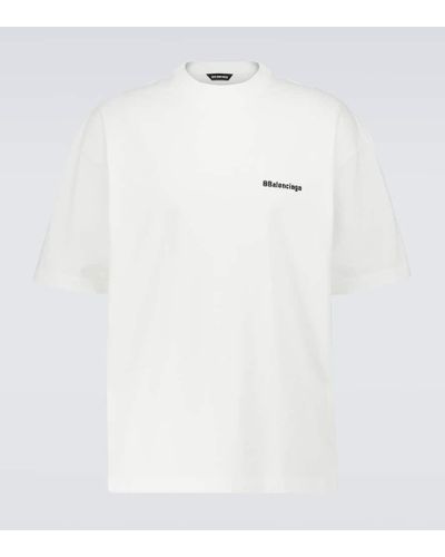 Balenciaga T-Shirt mit Logo-Stickerei - Weiß