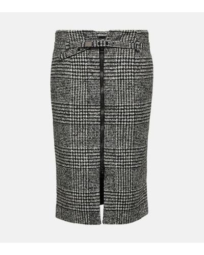 Tom Ford Chevron Wool-blend Midi Skirt - Grey
