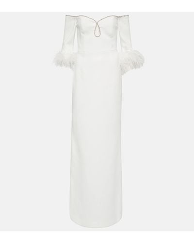 Rebecca Vallance Bridal Plume Feather-trimmed Crepe Gown - White