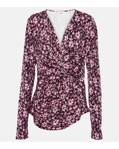 Isabel Marant Lyss Ruched Jersey Top - Pink