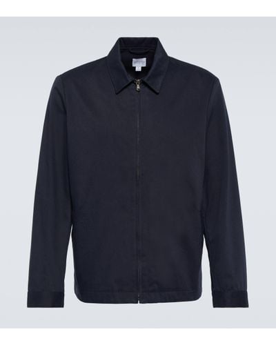 Sunspel Veste Harrington en coton - Bleu