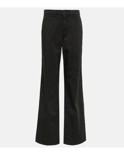 Lemaire Pantalon a taille haute en satin de coton - Noir