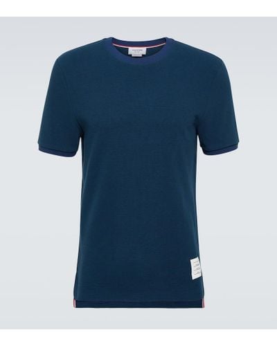 Thom Browne Camiseta de jersey de algodon a rayas - Azul