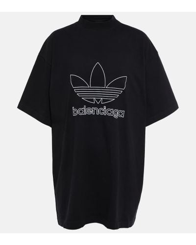 Balenciaga X Adidas Logo Cotton T-shirt - Black
